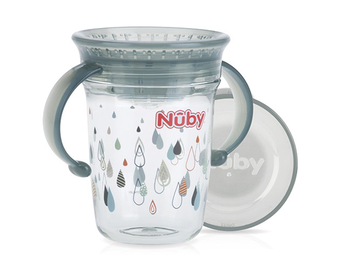 NUBY Gobelet Magique 360� avec Anses en Tritan - 240 ml Gris