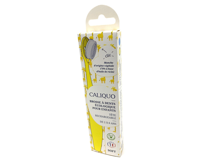 CALIQUO Brosse � Dent en Bioplastique Rechargeable Enfant Jaune (1)