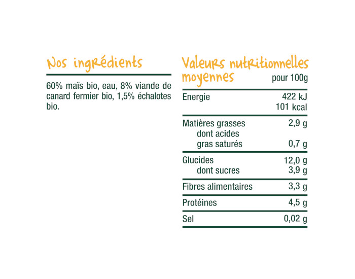 GOOD GOUT Petit Plat B�b� Ma�s Canard Fermier - 190 g  - D�s 6 mois (2)