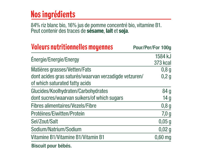 GOOD GOUT Mini-Galettes de Riz � la Pomme pour B�b� - 40 g - D�s 10 mois (2)