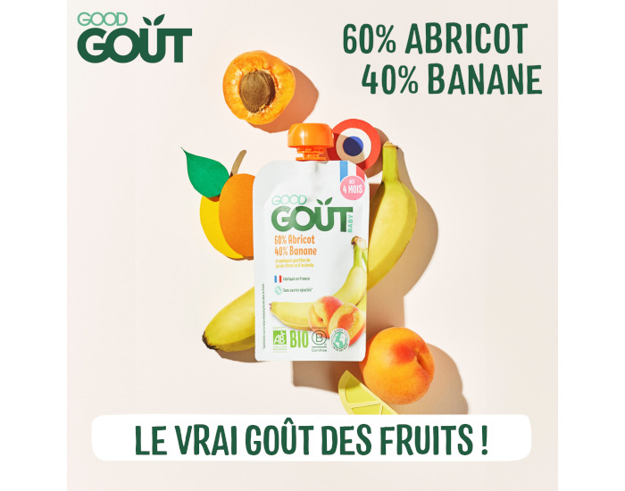GOOD GOUT Gourde Banane Abricot - Pur�e B�b� 120 g- D�s 4 mois (1)