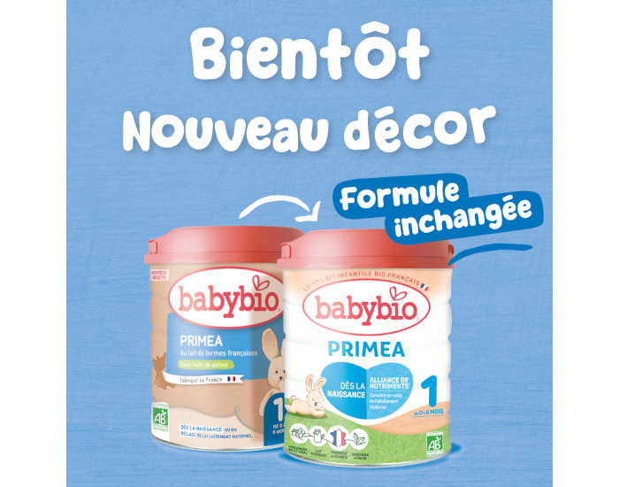 BABYBIO Lait pour Nourrisson 1 Primea - De 0 � 6 Mois - 800g (1)