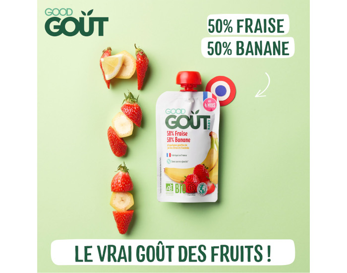GOOD GOUT Gourde Fraise et Banane - Pur�e B�b� 120g - D�s 4 Mois (1)