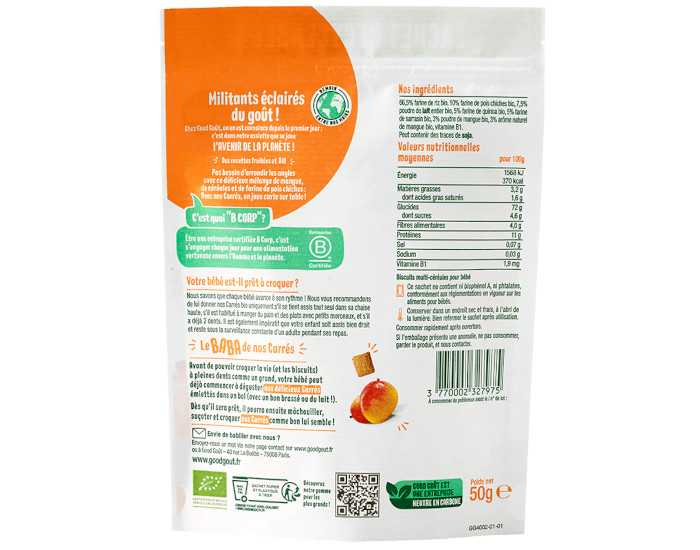 GOOD GOUT Biscuits Carr�s Mangue - 50 g - D�s 8 mois (1)
