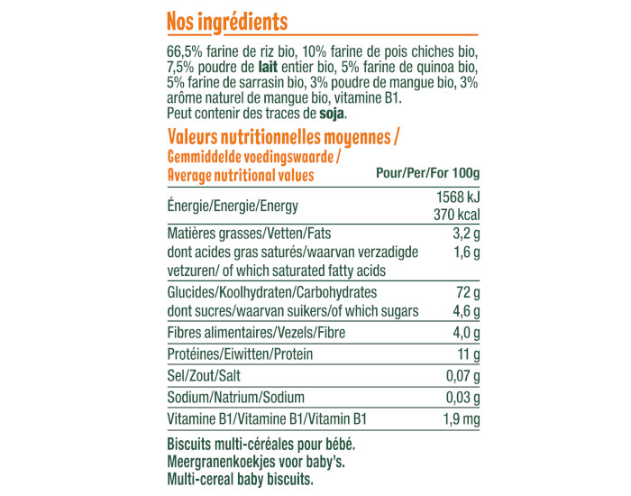 GOOD GOUT Biscuits Carr�s Mangue - 50 g - D�s 8 mois (3)
