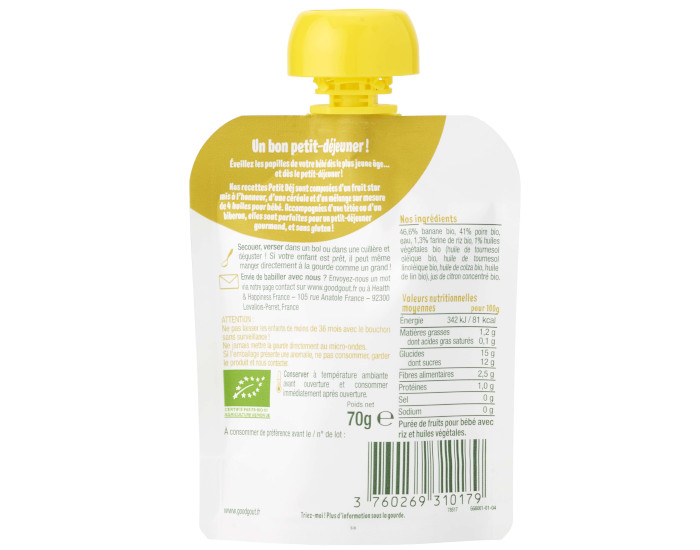 GOOD GOUT Gourde Petit D�j Poire - D�s 6 mois - 70 g (1)
