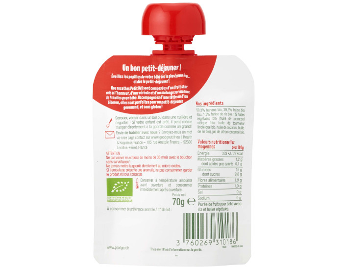 GOOD GOUT Gourde Petit D�j Fraise - D�s 6 mois - 70 g (1)