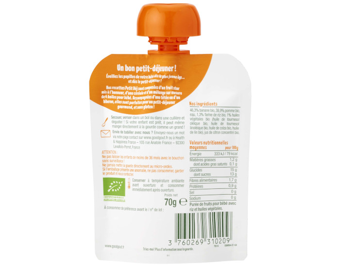 GOOD GOUT Gourde Petit D�j Pomme - D�s 6 mois - 70 g (1)