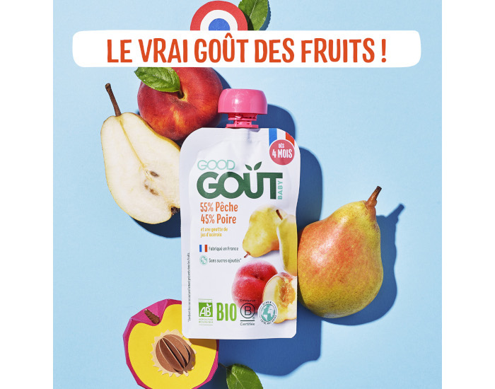 GOOD GOUT Gourde P�che Poire - Pur�e B�b� 120g - D�s 4 Mois (2)