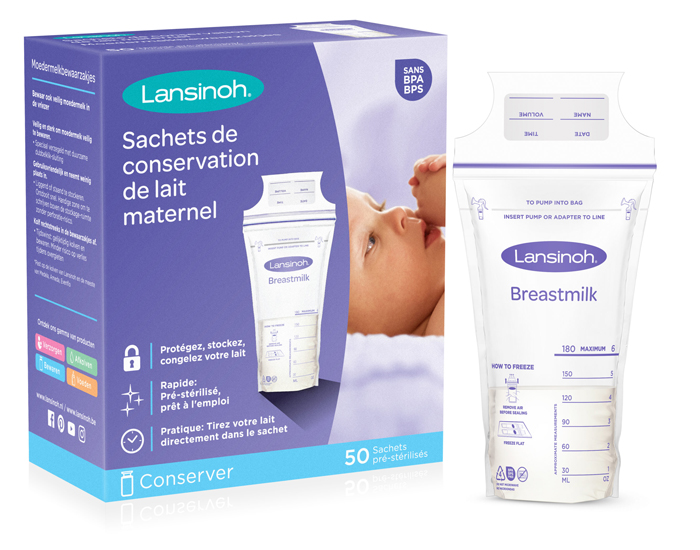 LANSINOH Sachets de Conservation pour Lait Maternel - 50 pi�ces - 180 ml (1)