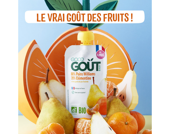 GOOD GOUT Gourde de Fruit pour B�b� 120 g - Poire Cl�mentine - D�s 4 mois (2)