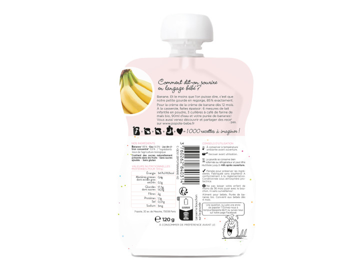 POPOTE Gourde Banane Bio - 120 g - D�s 4/6 mois (1)