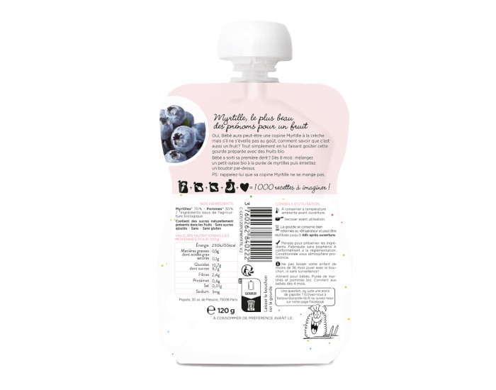 POPOTE Gourde Myrtille - 120g - D�s 4/6 mois (1)