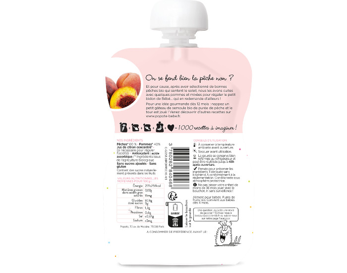 POPOTE Gourde P�che Bio - 120g - D�s 4/6 mois (1)