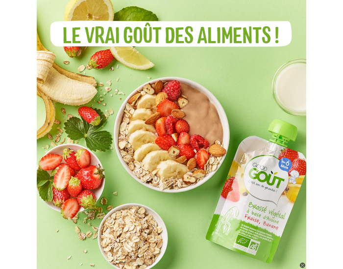 GOOD GOUT Gourde Brass� V�g�tal Avoine Fraise Banane - 90g - D�s 6 Mois (1)