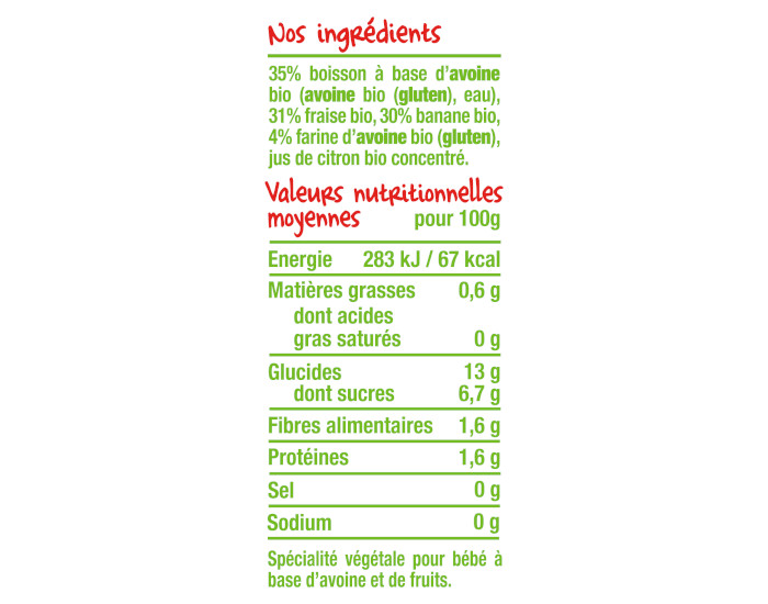 GOOD GOUT Gourde Brass� V�g�tal Avoine Fraise Banane - 90g - D�s 6 Mois (2)