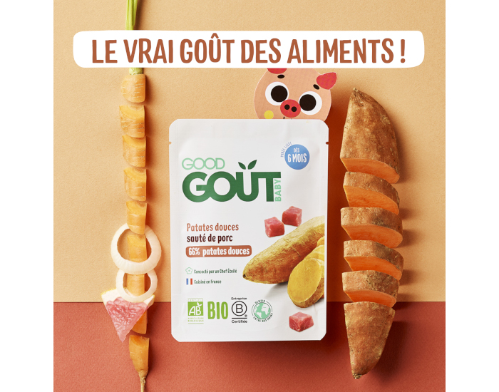 GOOD GOUT Petit Plat B�b� Patate Douce-Saut� de Porc - 190g - D�s 6 mois (1)