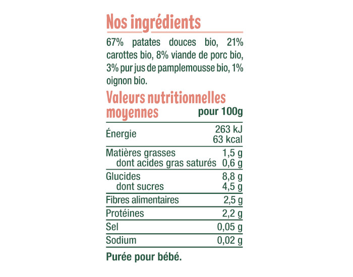 GOOD GOUT Petit Plat B�b� Patate Douce-Saut� de Porc - 190g - D�s 6 mois (2)