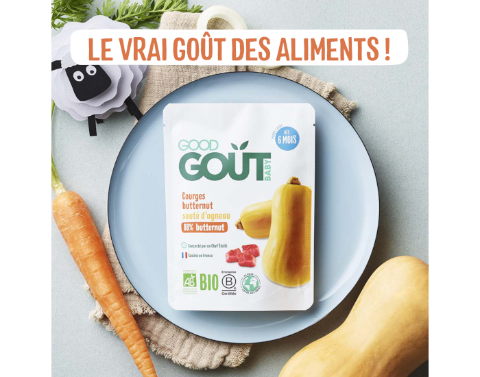GOOD GOUT Petit Plat B�b� Courges Butternut Saut� d'Agneau - 190g - D�s 6 mois (1)
