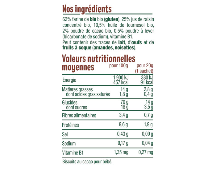 GOOD GOUT Biscuits Tout Ronds Cacao - 80g - D�s 10 mois (3)