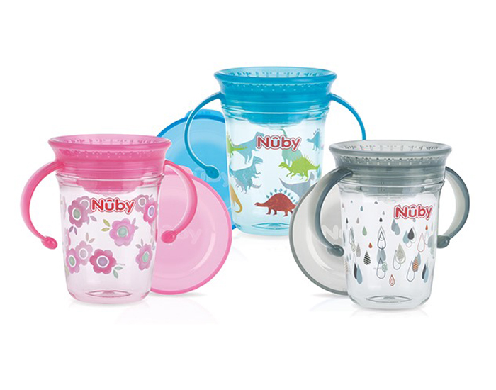 NUBY Gobelet Magique 360� avec Anses en Tritan - 240 ml Gris (1)