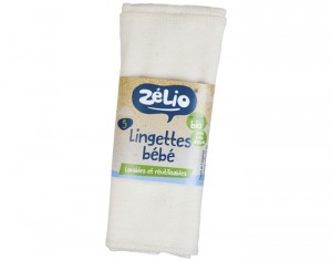 ZELIO Lingettes Lavables B�b� en Coton Bio - 22 x 22 cm - Lot de 5