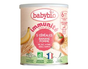 BABYBIO 5 C�r�ales Banane Pomme - 220g - d�s 6 mois