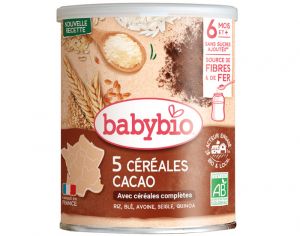 BABYBIO 5 C�r�ales Cacao - 220g - D�s 6 mois