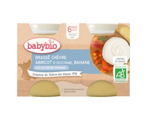 BABYBIO Petits Pots Brass�s Lact�s - 2 x 130 g - D�s 6 mois Ch�vre Abricot d'Occitanie Banane