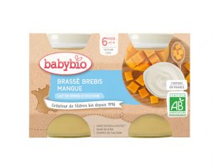 BABYBIO Petits Pots Brass�s Lact�s - 2 x 130 g - D�s 6 mois Brebis Mangue