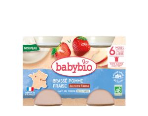 BABYBIO Petits Pots Brass�s Lact�s - 2 x 130 g - D�s 6 mois Vache Pomme Fraise des fermes
