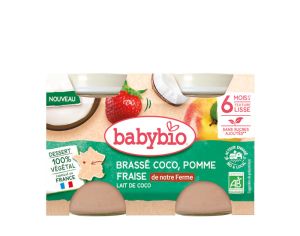 BABYBIO Petits Pots Brass�s V�g�taux - 2 x 130 g - D�s 6 mois Coco Pomme Fraise