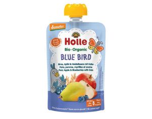 HOLLE Gourde Blue Bird - Poire Pomme Myrtille Avoine - 100 g - D�s 6 mois