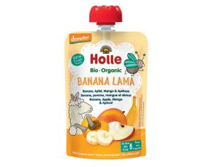 HOLLE Gourde Banana Lama - Banane Pomme Mangue Abricot - 100 g - D�s 6 mois