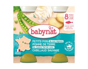 BABYNAT Menu du Jour - 2 x 200g - D�s 8 mois - Petits Pois, PDT & Cabillaud