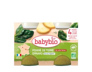 BABYBIO Mes L�gumes - 2x130g Pomme de Terre - Epinards - 4 mois