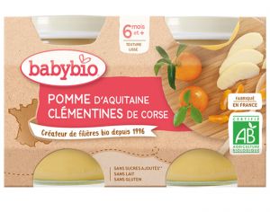 BABYBIO Mes Fruits - 2 x 130 g Pomme d'Aquitaine Cl�mentine de Corse - 6 mois