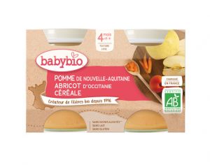 BABYBIO Mes Fruits - 2 x 130 g Pomme d'Aquitaine Abricot & C�r�ale - 4 mois
