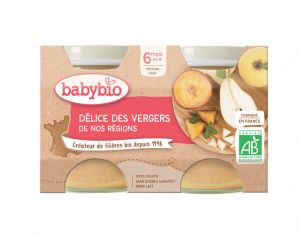 BABYBIO Mes Fruits - 2 x 130 g D�lices des Vergers - 4 mois