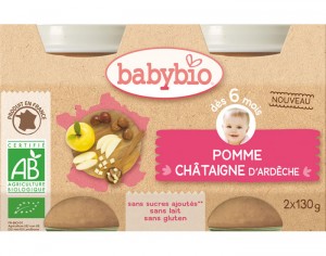 BABYBIO Mes Fruits - 2 x 130 g Pomme Ch�taigne d'Ard�che - 6 mois