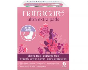 NATRACARE Serviette Hygi�nique Ultra Extra � Ailettes Long - Boite de 8