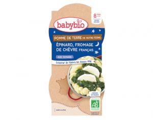 BABYBIO Bols Menu Mes L�gumes - 2x200g  Trio Pommes de Terre Epinard Ch�vre -8 mois