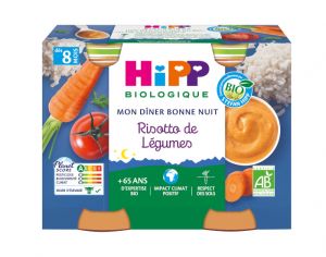 HIPP Mon Diner Bonne Nuit - 2 x 190 g  Risotto de L�gumes - 8M
