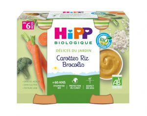 HIPP D�lices du Jardin - 2 x 190 g Carottes - Riz - Brocolis - 6M