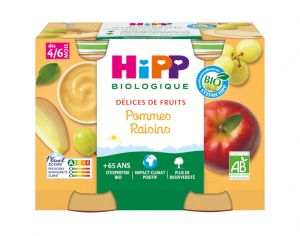 HIPP D�lices de Fruits - 2 x 190g Pommes - Raisins AA - 4 M