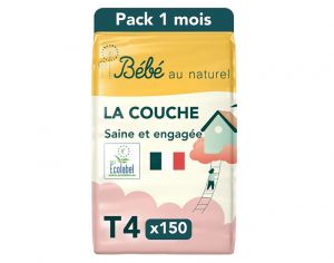 BEBE AU NATUREL La Couche Ecologique - Pack Economique Taille 4 / 7-18 kg Lot x3 / 150 couches