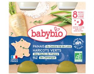 BABYBIO Petits Pots Bonne Nuit - 2x200g - D�s 8 mois Panais Haricots Verts Riz