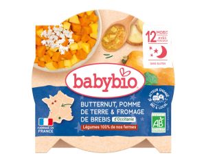 BABYBIO Assiette Bonne Nuit - 230g Butternut & Pomme de Terre Fromage de Brebis - D�s 12 Mois