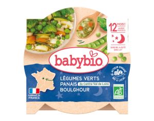 BABYBIO Assiette Bonne Nuit - 230g L�gumes Verts Panais Boulghour - 12 mois