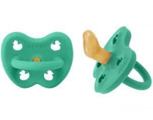 HEVEA Lot de 2 Sucettes Physiologiques en Caoutchouc Naturel Color� - 3-36 mois Vert Pop
